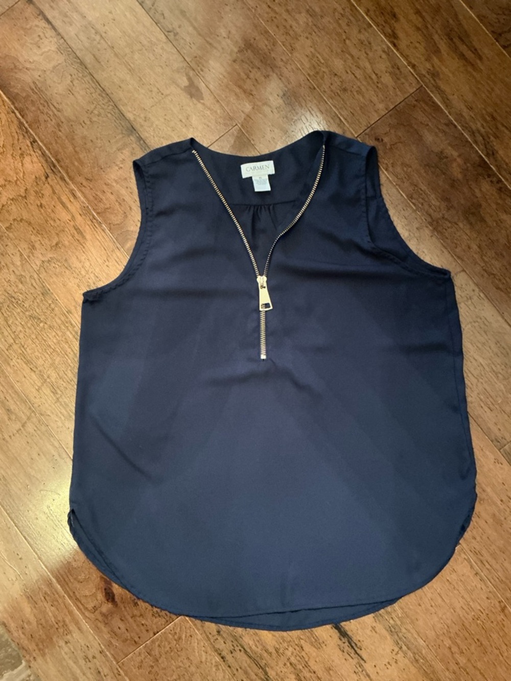 Carmen Navy Sleeveless Zip-Front Camisole